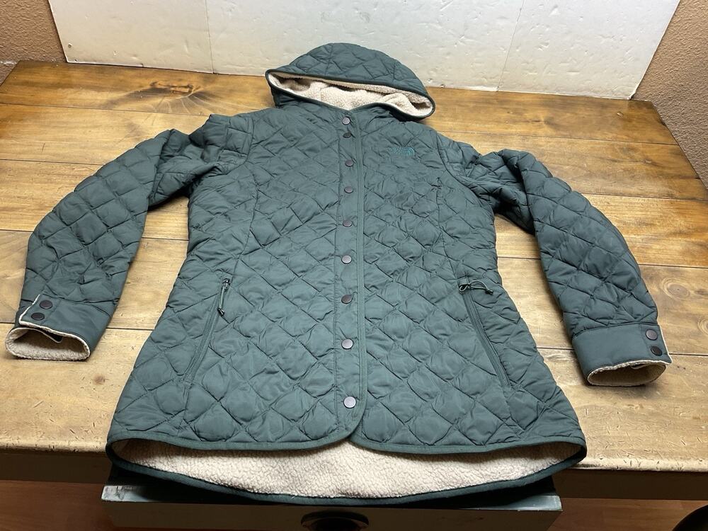 The North Face Thermoball Sherpa Lined Jacket Womens Medium Green Hooded